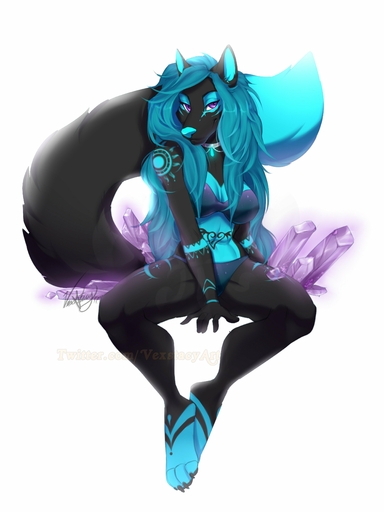 3:4 absurd_res anthro canid canine canis clothed clothing female freya_(zionsangel) hair hi_res looking_at_viewer mammal smile solo spread_legs spreading vexstacy watermark wolf // 3000x4000 // 528.7KB