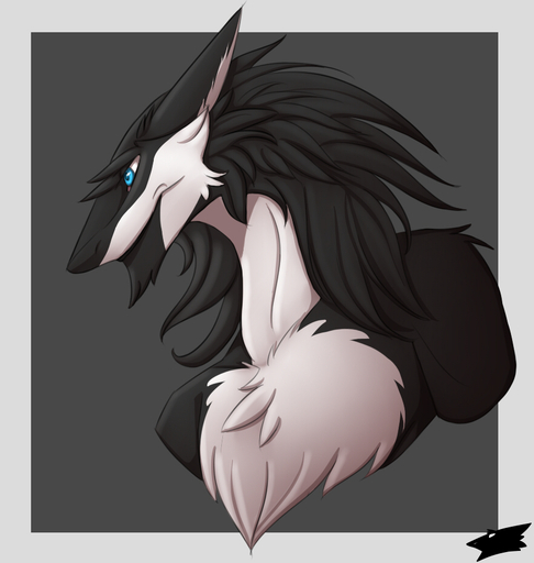 2017 anthro black_body black_fur black_hair blue_eyes border bust_portrait chest_tuft countershading digital_media_(artwork) front_view fur grey_background hair humanoid_pointy_ears long_hair looking_away male multicolored_body multicolored_fur nebs_the_sergal nude outside_border portrait sergal sergaljujube simple_background snout solo tuft two_tone_body two_tone_fur watermark white_body white_border white_countershading white_fur // 879x926 // 280.1KB