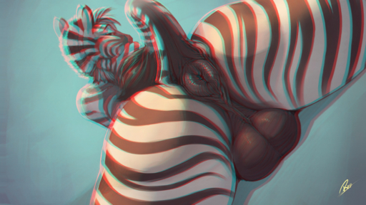 2015 anaglyph anthro anus backsack balls biped black_anus black_balls black_perineum blush butt digital_media_(artwork) dutch_angle equid equine flexible fur genitals horse looking_at_viewer looking_back looking_back_at_viewer low-angle_view lying male mammal nude on_front perineum presenting presenting_hindquarters puffy_anus raised_tail rajii rear_view sahlohkin_(editor) seductive simple_background solo splits spread_butt spread_legs spreading stereogram stripes zebra // 1500x843 // 1.6MB