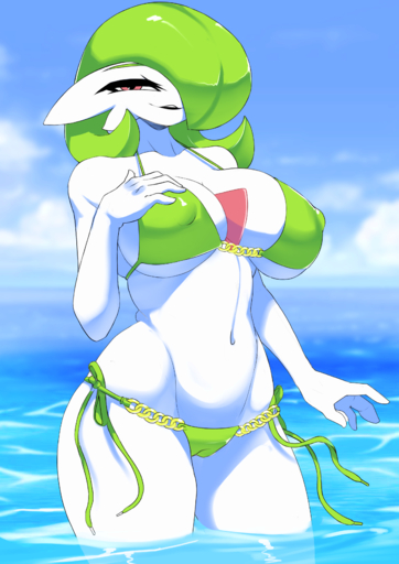 <3 absurd_res areola ashraely big_breasts bikini blush bottomless breasts camel_toe clothed clothing curvy_figure digital_media_(artwork) female fingers gardevoir genitals green_hair hair hi_res huge_breasts humanoid humanoid_genitalia humanoid_pussy looking_at_viewer navel nintendo nipples not_furry nude open_mouth outside pokemon pokemon_(species) pokemorph pussy red_eyes rubber simple_background skimpy smile solo swimwear thick_thighs video_games voluptuous wide_hips // 2480x3508 // 2.7MB