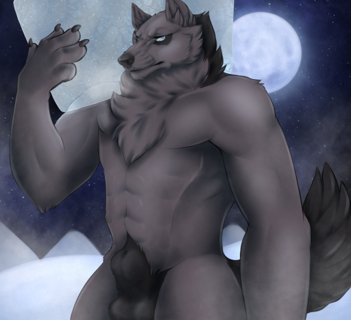 abstract_background animal_genitalia anthro balls biped black_balls canid canine canis full_moon fully_sheathed fur genitals grey_balls grey_body grey_fur ice ice_block ice_wolf_(undertale) male mammal moon muscular muscular_anthro muscular_male night nude sheath sky solo standing star starry_sky undertale video_games wolf yaroul // 1280x1170 // 1.6MB