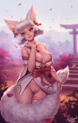 2021 animal_humanoid areola asian_clothing asian_mythology bald_crotch bangs bell breasts canid canid_humanoid canine canine_humanoid clothed clothing crotch_lines crush_crush curvy_figure day east_asian_clothing east_asian_mythology female flower_petals fluffy fluffy_ears fluffy_tail fox_humanoid fox_spirit front_view fur fur_tuft genitals glistening glistening_areola glistening_breasts glistening_eyes glistening_nipples grass hair hi_res hourglass_figure humanoid inner_ear_fluff japanese_clothing light long_tail looking_at_viewer looking_forward mammal mammal_humanoid medium_breasts miko_outfit monotone_areola monotone_hair monotone_nipples monotone_tail mythology nipples outside partially_clothed peach_pussy personalami petals pink_areola pink_nipples plant portrait prick_ears pubic_mound pussy red_eyes ribbons shadow short_hair shrine_maiden shrub signature small_waist solo standing straight_bangs sunlight suzu_(crush_crush) three-quarter_portrait torii tuft white_body white_fur white_hair white_tail wide_hips // 768x1200 // 340.8KB