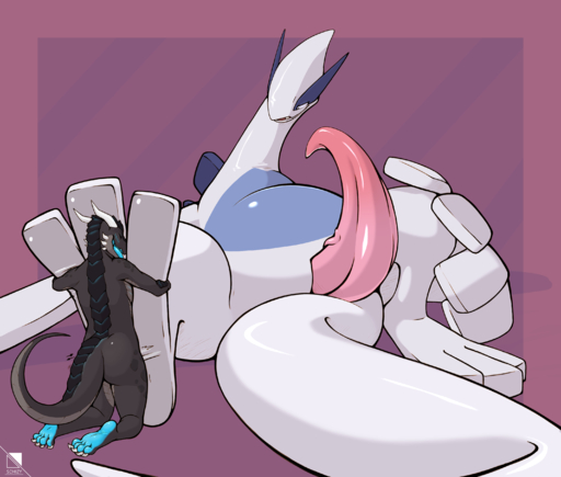 absurd_res anthro anthro_on_feral bestiality blush butt claws countershade_torso countershading digital_media_(artwork) dragon dry_humping duo erection feet feral foot_fetish foot_lick foot_play footjob genitals hi_res interspecies kneeling legendary_pokemon licking long_neck long_tail looking_at_another looking_pleasured lugia lying male malemale on_back paws paws_in_face penis pokemon_(species) pokephilia schizy sex shaded size_difference spread_toes tapering_penis thrusting toe_claws toes tongue tongue_out video_games wingless_dragon xero_(captainscales) // 2985x2536 // 1.5MB