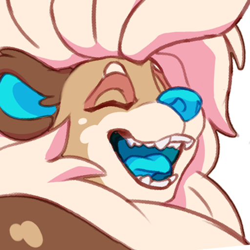 1:1 anthro blue_inner_ear blue_teeth blue_tongue brown_body brown_fur coffeesoda coffeesoda_(fursona) eyes_closed fur hair hyaenid icon low_res male mammal multicolored_body multicolored_fur open_mouth simple_background smile solo spots spotted_body spotted_fur tan_body tan_fur teeth tongue white_background white_body white_fur white_hair // 500x500 // 192.9KB