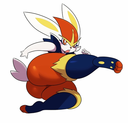 2019 ambiguous_gender anthro butt cinderace hi_res nintendo pokemon pokemon_(species) rear_view simple_background solo sssonic2 video_games white_background // 1384x1321 // 107.7KB