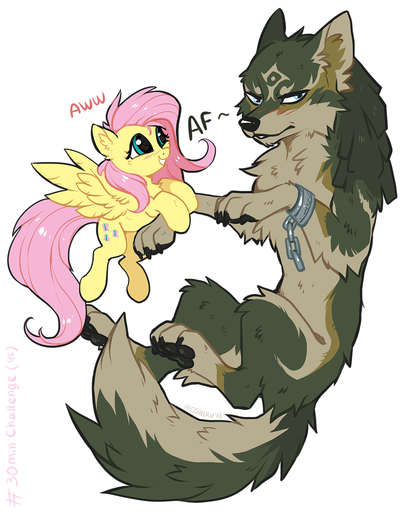 2018 black_nose blue_eyes canid canine canis chain claws crossover cutie_mark duo equid equine feathered_wings feathers female feral fluttershy_(mlp) fur hair hi_res hioshiru hooves horse link_(wolf_form) male mammal multicolored_body multicolored_fur pegasus pink_hair simple_background smile teal_eyes video_games white_background wings wolf yellow_body yellow_feathers yellow_fur // 996x1255 // 528.6KB
