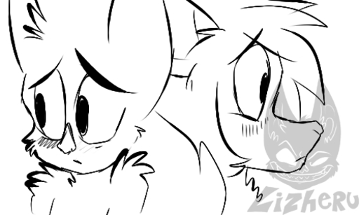 5:3 ambiguous_gender animated anthro blush chiropteran duo fur happy kissing lizheru low_res mammal monochrome sergal simple_background smile watermark // 500x300 // 587KB