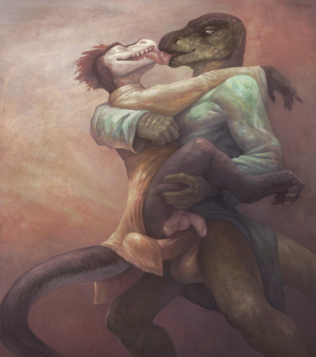 2018 3_toes 4_fingers anthro anthro_on_anthro arm_on_shoulder backsack balls balls_on_penis big_penis biped black_body black_scales bottomless brown_eyes brown_hair bulge butt carrying_partner claws clothed clothing cuddling dinosaur dromaeosaurid duo edmund_(klongi) embrace erection eye_contact eyes_closed feet fingers foreskin genitals glans green_body green_clothing green_scales green_shirt green_topwear hair hand_on_leg hand_on_side hand_on_thigh hi_res hug humanoid_genitalia humanoid_penis iguanodon iguanodontid jagged_teeth juc kissing klongi larger_male leg_grab lizard long_tongue looking_at_another looking_at_partner male malemale multicolored_body multicolored_scales open_mouth ornithischian partially_retracted_foreskin paws penis penis_size_difference penises_touching pink_penis predatorprey realistic_penis_size reptile romantic romantic_ambiance romantic_couple scales scalie shirt simple_background sitting_on_penis size_difference slim slim_anthro slim_male smaller_male smile teeth theropod thigh_grab toe_claws toes tongue tongue_on_tongue tongue_out topwear velociraptor white_balls white_body white_clothing white_scales white_shirt white_topwear // 1548x1746 // 4.3MB