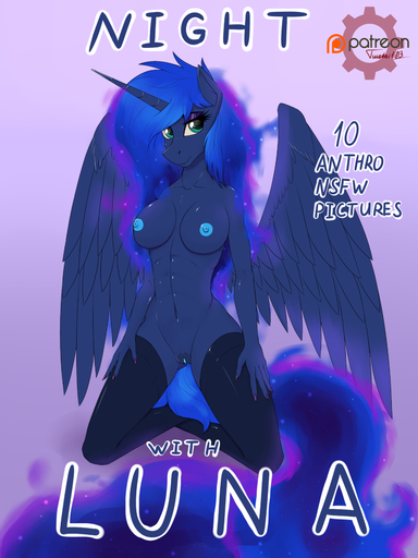 abs anthro bodily_fluids breasts clothing colored_nails cover_art equid equine eyelashes feathered_wings feathers female fingernails friendship_is_magic genital_fluids genitals green_eyes hasbro hi_res horn horse legwear looking_at_viewer mammal my_little_pony nails nipples nude patreon princess_luna_(mlp) pussy pussy_juice smile solo stockings thigh_highs twotail813 winged_unicorn wings // 1280x1707 // 1.0MB