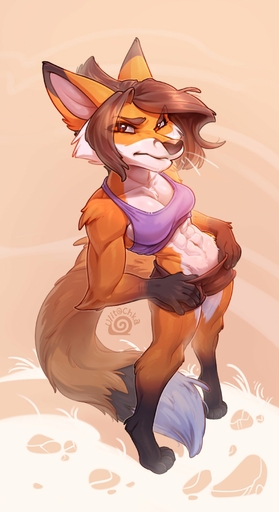 2019 4_toes 5_fingers abs annoyed anthro arm_tuft big_muscles bottomwear bra breasts brown_eyebrows brown_hair brown_nose canid canine cheek_tuft chest_tuft claws cleavage clothed clothing collarbone digital_media_(artwork) dipstick_tail elbow_tufts eyebrows eyelashes facial_tuft feet female finger_claws fingers fox fur gloves_(marking) hair hi_res leg_markings looking_at_viewer mammal markings midriff multicolored_tail muscular muscular_anthro muscular_female navel orange_body orange_fur red_eyes rosaline_(bronx23) shorts shoulder_tuft signature socks_(marking) solo sports_bra standing tail_markings toe_claws toes tuft ulitochka underwear white_body white_fur // 1000x1835 // 151.6KB