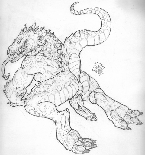 all_fours anthro anus conditional_dnp erection genitals hi_res looking_at_viewer male monochrome nude penis raised_tail scalie solo tongue tongue_out unusual_genitalia unusual_penis xenoforge // 1200x1280 // 298KB