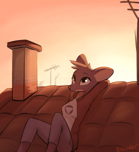 anthro bottomwear chimney clothed clothing denim denim_clothing enginetrap female hi_res jacket jeans looking_up lori_meyers lying mammal mouse murid murine night_in_the_woods pants rodent roof smile solo sunset topwear video_games // 1800x1970 // 2.3MB