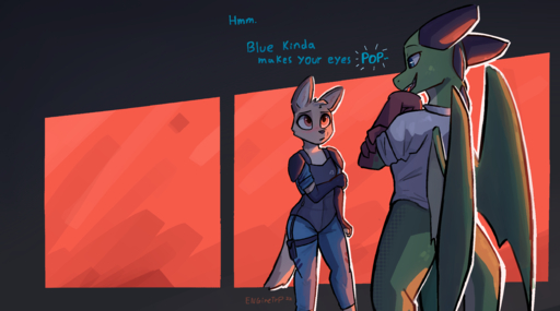 2022 anthro canid canine canis clothed clothing dialogue digital_media_(artwork) dragon duo enginetrap english_text fully_clothed green_body hi_res horn jackal malphas_(enginetrap) mammal membrane_(anatomy) scalie signature text western_dragon // 2513x1400 // 1.5MB
