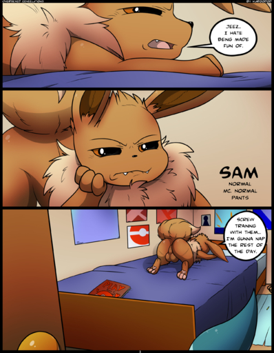 2015 <3 absurd_res angry backsack balls bed bedroom big_ears bite biting_lip biting_own_lip black_border border brown_balls brown_body brown_fur brown_perineum butt canid canine casual_nudity chest_tuft comic dialogue digital_media_(artwork) door duo ear_tuft eevee eeveelution english_text eyebrows fan_character feral fluffy fluffy_tail fur furniture genitals glaceon head_tuft hi_res inside kuroodod lips lust_(kuroodod) magazine male mammal multicolored_body multicolored_fur nintendo nude on_bed open_mouth paws pencil_(object) perineum pokeball pokemon pokemon_(species) pornography poster sam_(kuroodod) self_bite sharp_teeth solo_focus speech_bubble teeth text tongue tuft video_games wrinkles // 2100x2700 // 2.0MB