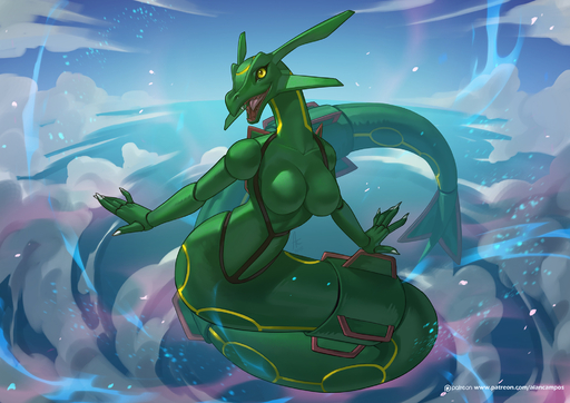 2018 alanscampos big_breasts breasts claws cloud digital_media_(artwork) dragon eastern_dragon featureless_breasts female hi_res legendary_pokemon non-mammal_breasts open_mouth pokemon_(species) rayquaza reptile scalie serpentine sky solo teeth video_games yellow_eyes // 2000x1414 // 700.7KB