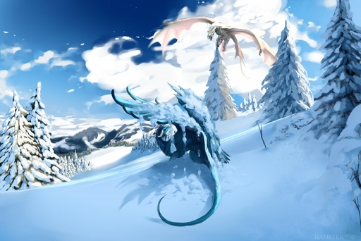 2020 claws cloud day detailed_background digital_media_(artwork) dragon duo feral hamsterart5 horn membrane_(anatomy) membranous_wings mountain outside plant scalie sky snow spines tree western_dragon wings // 1280x854 // 205KB