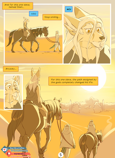 2018 anthro barefoot canid canine clothed clothing comic day desert detailed_background digital_media_(artwork) english_text equid equine feet fennec fox group hair hi_res hooves horse lizard male mammal orange_eyes outside reptile riding scalie shen_(zummeng) sky text url vulpes white_hair zummeng // 1169x1600 // 896.0KB