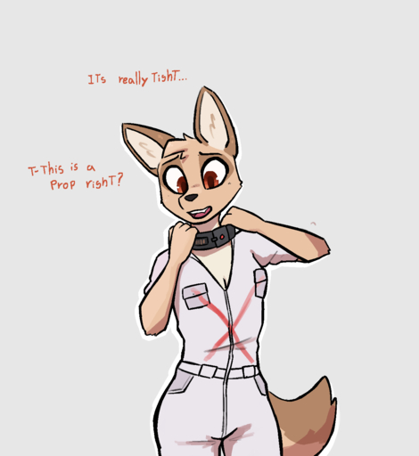 2022 anthro canid canine canis clothed clothing collar dialogue digital_media_(artwork) enginetrap english_text female fully_clothed head_tuft hi_res jackal mammal open_mouth simple_background solo syl_(enginetrap) text tuft // 1269x1383 // 188.5KB