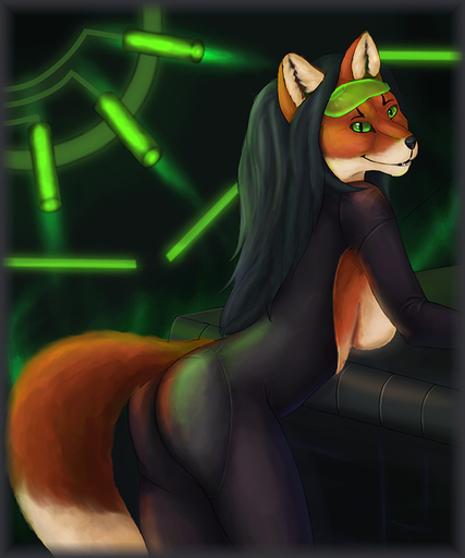 5:6 anthro breasts butt canid canine female fox green_eyes looking_at_viewer mammal merrunz pinup pose side_boob solo // 625x750 // 240.9KB