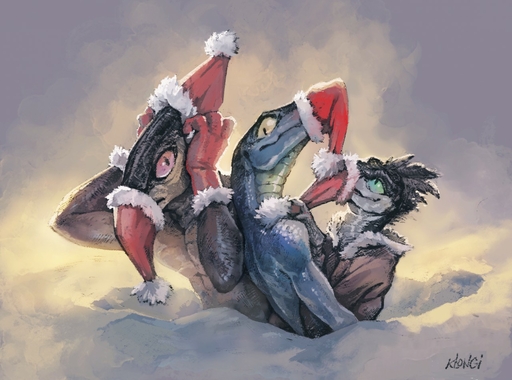 anthro athletic christmas_clothing christmas_headwear clothed clothing digital_media_(artwork) green_eyes group hat headgear headwear holidays klongi lizard looking_at_another nude outside red_eyes reptile santa_hat scales scalie signature smile snow yellow_eyes // 1280x950 // 214.8KB