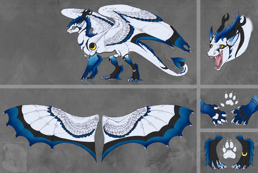 2015 absurd_res arsauron blue_body blue_fur claws digital_media_(artwork) dragon feathered_dragon feathers feral fur furred_dragon hi_res membrane_(anatomy) membranous_wings model_sheet solo text url white_body white_feathers wings yellow_eyes // 3500x2357 // 5.8MB