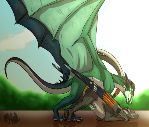 absurd_res coercion domination dragon dreyk-daro female feral feral_on_feral floor genitals head_crest hi_res male malefemale penis scalie sex sky smile tails_(disambiguation) teeth tying vaginal wings // 3342x2850 // 4.7MB