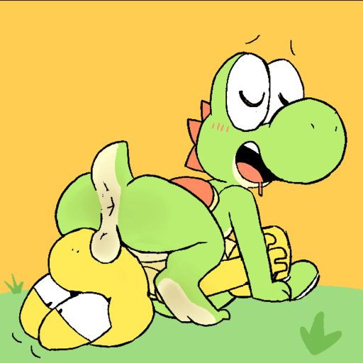 2022 animated anthro anthro_on_anthro anus balls blush bodily_fluids breath butt conditional_dnp drooling duo eyes_closed face_fucking forced forced_oral genitals grass green_body humanoid_genitalia humanoid_penis irrumatio koopa koopa_troopa loop lying male malemale nude on_back on_top open_mouth oral outside penile penis perineum plant saliva scalie sex video_games watermelon_(artist) yellow_body yoshi // 600x600 // 549.9KB