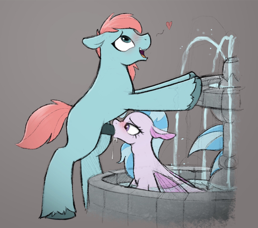 2019 <3 blush duo equid equine feral fountain friendship_is_magic hi_res horse male mammal my_little_pony ocellus_(mlp) open_mouth oral penis selenophile sex silverstream_(mlp) simple_background water // 2000x1770 // 1.8MB