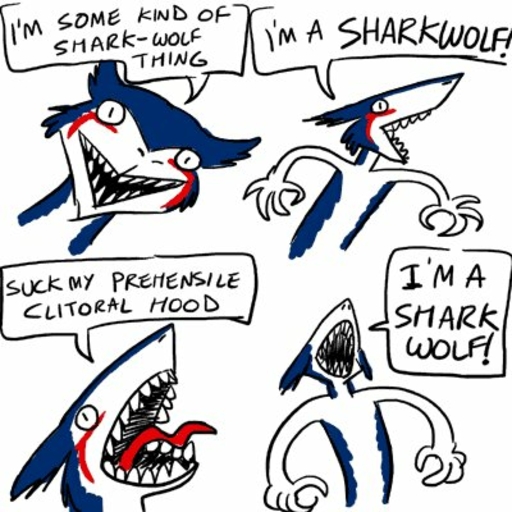 1:1 comic english_text female humor insane looking_at_viewer low_res mammal open_mouth sergal simple_background text tongue unknown_artist white_background // 400x400 // 49.6KB