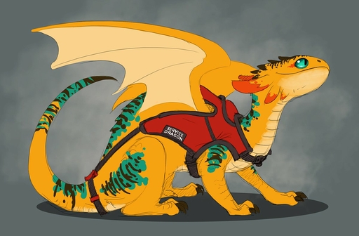 2018 ambiguous_gender claws clothing dragon feral flamespitter membrane_(anatomy) membranous_wings quadruped scales scalie side_view simple_background solo topwear vest wings yellow_body yellow_scales // 1200x787 // 115KB