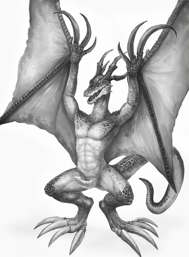 abs absurd_res anthro dragon erection genitals greyscale hi_res horn humanoid_genitalia humanoid_penis klongi male monochrome open_mouth pecs penis reptile scalie solo tongue video_games wyvern // 2000x2718 // 599.8KB