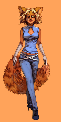 anthro arm_warmers armwear biped blonde_hair breasts brown_body brown_fur clothed clothing felid female footwear fur hair half-closed_eyes hi_res high_heels mammal narrowed_eyes open_mouth shoes simple_background solo standing teeth tongue totesfleisch8 // 640x1285 // 233KB