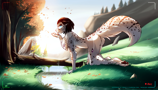 2019 adira_(twokinds) all_fours anthro blue_eyes breasts butt camera_view casual_nudity chest_tuft conditional_dnp creek day detailed_background digitigrade drinking eyebrows eyelashes feet felid female fingers fluffy fluffy_tail forest fur grass hi_res keidran looking_aside looking_at_viewer mammal nude outside pantherine pawpads plant sky smile snow_leopard solo spots spotted_body spotted_fur text toes tom_fischbach tongue tongue_out tree tuft twokinds url water webcomic webcomic_character // 3111x1778 // 4.0MB